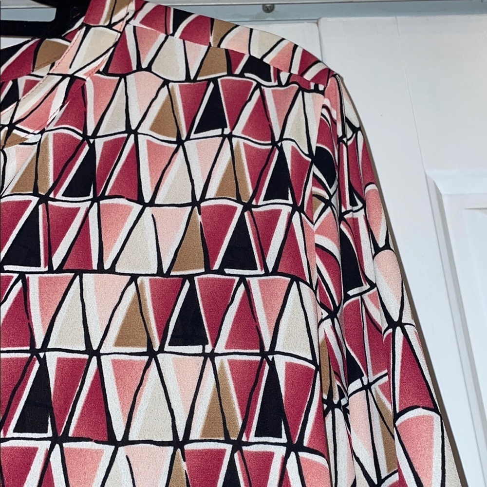 JM Collection Black and Orange Graphic Blouse - Picture 4 of 9